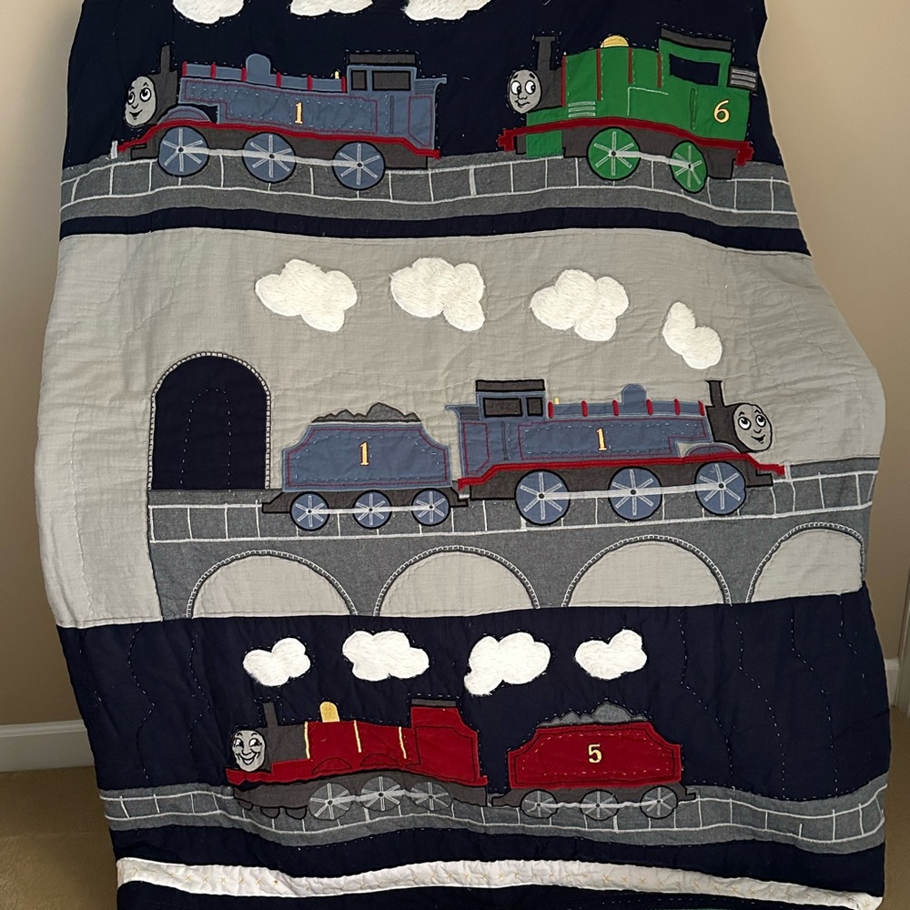 Pottery Barn Thomas and Friends Train-Themed Queen Quilt Set